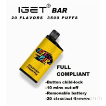 IGET बार 3500 पफ्स बेस्ट डिस्पोजेबल वेप iget